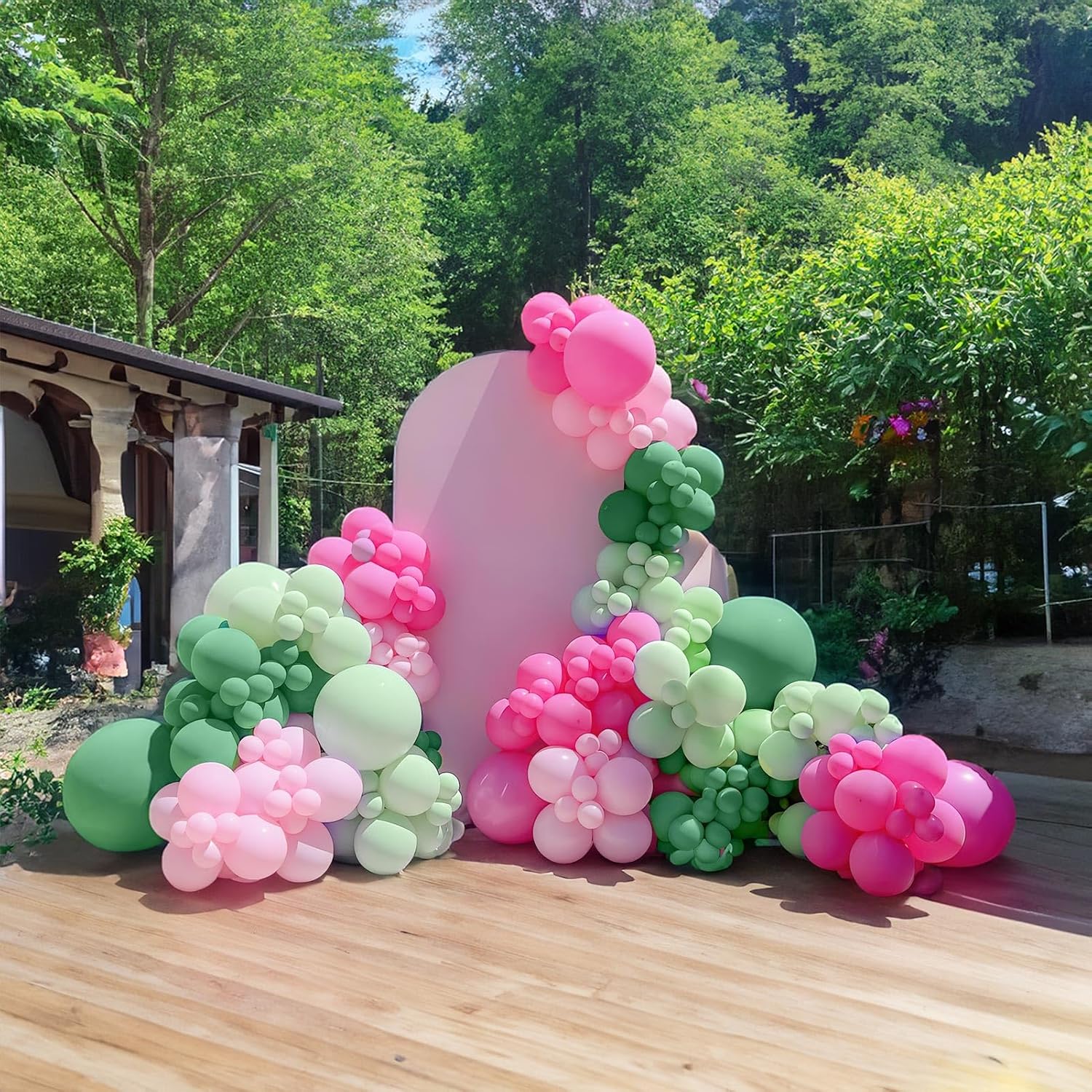Balloon Arch Kit - 107 шт. ярко-розовые зеленые воздушные шары,