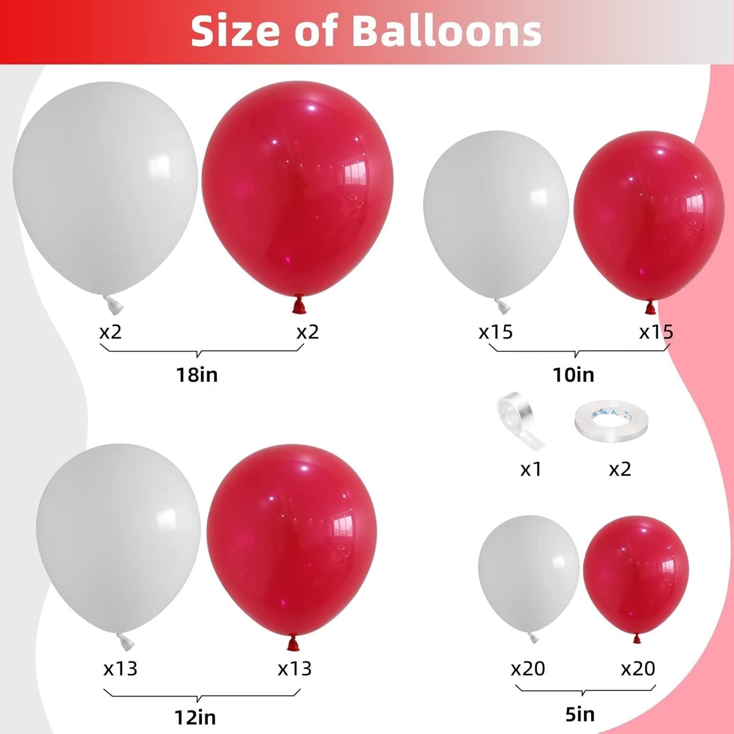 100 шт., красный и белый возду – обзор и цена Balloon Arch Kit